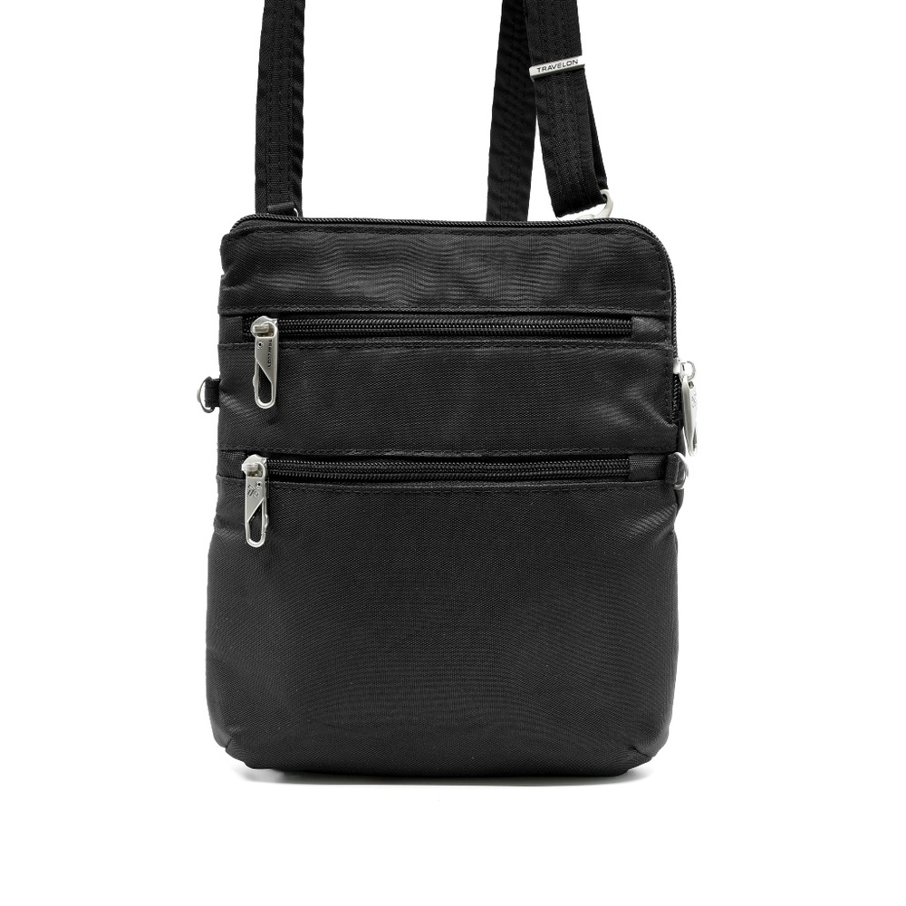 TRAVELON Anti-Theft Classic Slim Double Zip Crossbody - Black